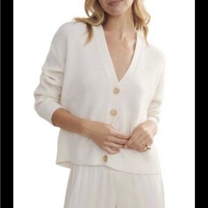 Hudson Jeans Cream White 100% Cotton Button-Up Cardigan